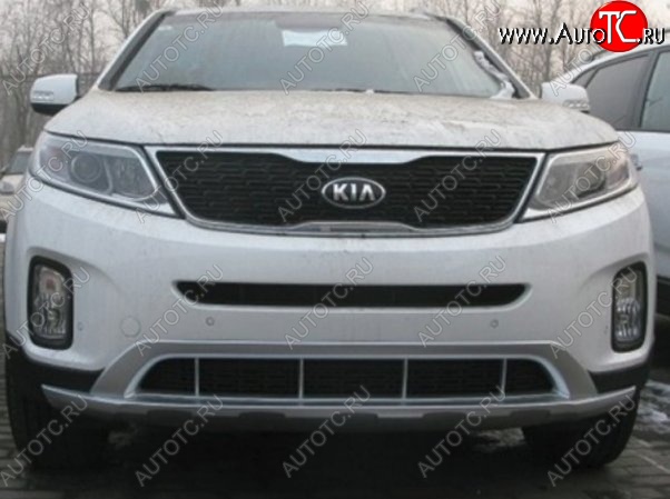 17 299 р. Накладка на передний бампер CT KIA Sorento XM рестайлинг (2012-2015) (Неокрашенная)  с доставкой в г. Санкт‑Петербург