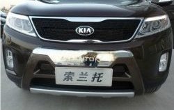 5 449 р. Накладка на передний бампер SuvStyle KIA Sorento XM рестайлинг (2012-2015) (Неокрашенная)  с доставкой в г. Санкт‑Петербург. Увеличить фотографию 2