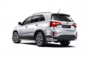 25 999 р. Порожки для ног из трубы Ø51 с алюминиевой площадкой Petroil Tuning. KIA Sorento XM рестайлинг (2012-2015) (Нержавеющая полированная сталь)  с доставкой в г. Санкт‑Петербург. Увеличить фотографию 2