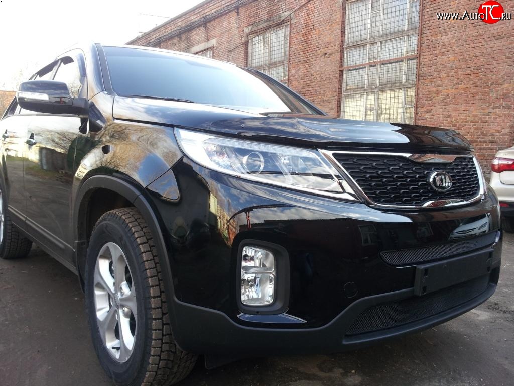 1 469 р. Нижняя сетка на бампер Russtal (черная) KIA Sorento XM рестайлинг (2012-2015)  с доставкой в г. Санкт‑Петербург