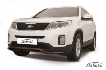 8 099 р. Защита переднего бампера Arbori (волна, черная, 1 труба d57 mm). KIA Sorento XM рестайлинг (2012-2015)  с доставкой в г. Санкт‑Петербург. Увеличить фотографию 1