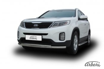 5 499 р. Защита переднего бампера Arbori (нержавейка, 2 трубы d57 и 42 mm) KIA Sorento XM рестайлинг (2012-2015)  с доставкой в г. Санкт‑Петербург. Увеличить фотографию 2