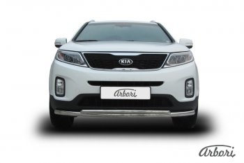 5 499 р. Защита переднего бампера Arbori (нержавейка, 2 трубы d57 и 42 mm) KIA Sorento XM рестайлинг (2012-2015)  с доставкой в г. Санкт‑Петербург. Увеличить фотографию 1