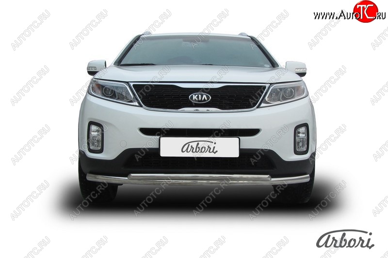 5 499 р. Защита переднего бампера Arbori (нержавейка, 2 трубы d57 и 42 mm) KIA Sorento XM рестайлинг (2012-2015)  с доставкой в г. Санкт‑Петербург