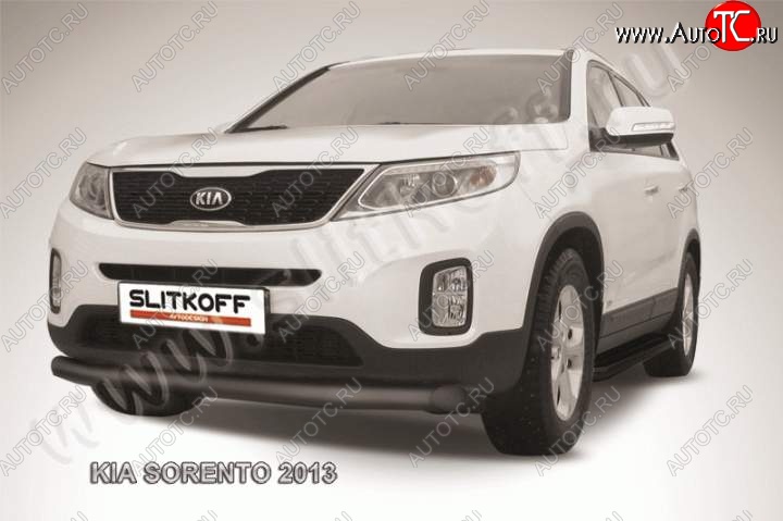 9 199 р. Защита переднего бампера из трубы d76 Slitkoff KIA Sorento XM рестайлинг (2012-2015) (Цвет: серебристый)  с доставкой в г. Санкт‑Петербург