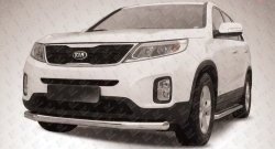 13 199 р. Одинарная защита переднего бампера из трубы диаметром 76 мм Slitkoff KIA Sorento XM рестайлинг (2012-2015) (Нержавейка, Полированная)  с доставкой в г. Санкт‑Петербург. Увеличить фотографию 1