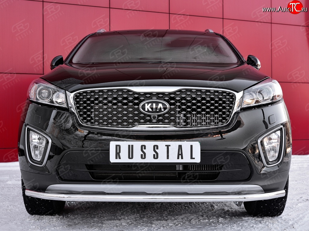 11 449 р. Одинарная защита переднего бампера диаметром 42 мм Russtal KIA Sorento UM/Prime дорестайлинг (2014-2018)  с доставкой в г. Санкт‑Петербург