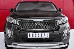 Защита переднего бампера (2 трубыØ63 и 42 мм, нержавейка) SLITKOFF KIA Sorento UM/Prime дорестайлинг (2014-2018)