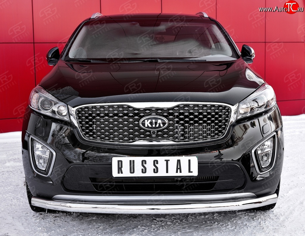 13 549 р. Одинарная защита переднего бампера диаметром 63 мм Russtal KIA Sorento UM/Prime дорестайлинг (2014-2018)  с доставкой в г. Санкт‑Петербург