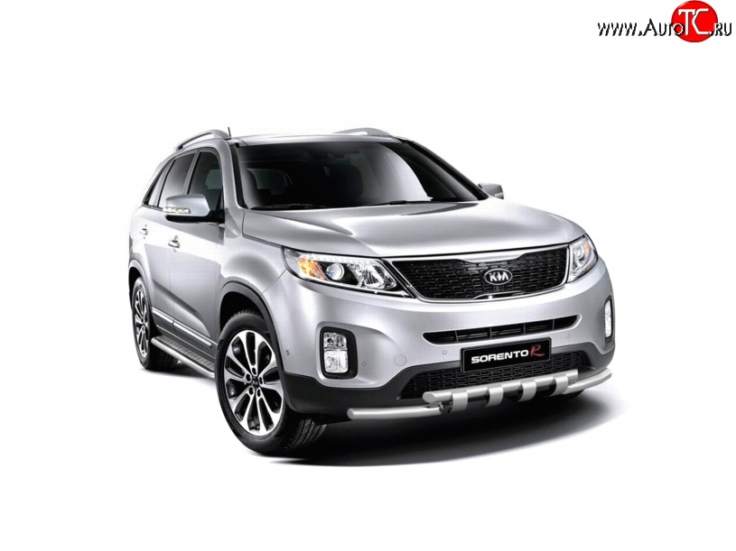 13 499 р. Широкая защита порогов Petroil Tuning KIA Sorento XM рестайлинг (2012-2015) (Нержавеющая полированная сталь)  с доставкой в г. Санкт‑Петербург