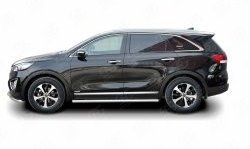 17 299 р. Защита порогов из круглой трубы диаметром 63 мм Russtal KIA Sorento UM/Prime дорестайлинг (2014-2018) (Защита порогов с со скосами на торцах (вариант 1))  с доставкой в г. Санкт‑Петербург. Увеличить фотографию 3