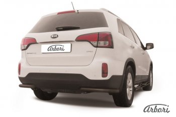 Защита заднего бампера Arbori (черная, 1 труба d57 mm). KIA Sorento XM рестайлинг (2012-2015)