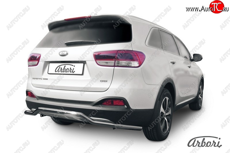 3 499 р. Защита заднего бампера Arbori (волна, нержавейка, 1 труба d57 mm). KIA Sorento UM/Prime дорестайлинг (2014-2018)  с доставкой в г. Санкт‑Петербург