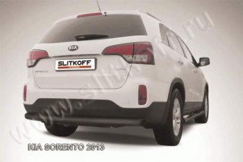 7 899 р. Защита заднего бампера из трубы d76 Slitkoff (длинная)  KIA Sorento  XM (2012-2015) рестайлинг (Цвет: серебристый)  с доставкой в г. Санкт‑Петербург. Увеличить фотографию 1