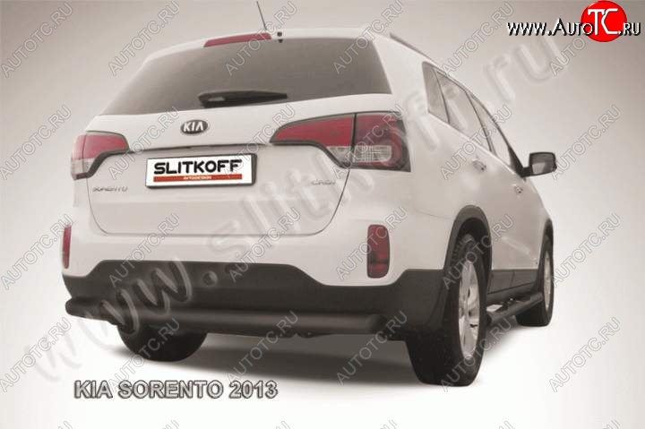 7 899 р. Защита заднего бампера из трубы d76 Slitkoff (длинная)  KIA Sorento  XM (2012-2015) рестайлинг (Цвет: серебристый)  с доставкой в г. Санкт‑Петербург