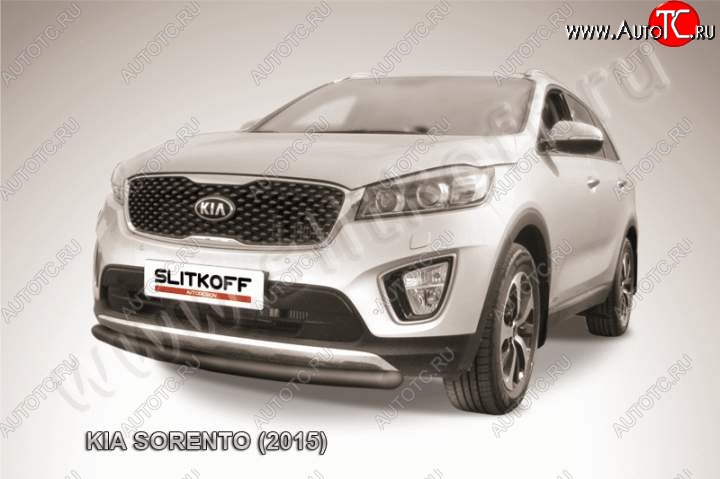 6 599 р. Защита переднего бампера (Ø57 мм, сталь окрашенная) Russtal  KIA Sorento  UM/Prime (2014-2018) (Цвет: серебристый)  с доставкой в г. Санкт‑Петербург