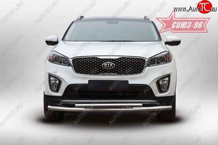 15 569 р. Защита переднего бампера двойная Souz-96 (d60/42) KIA Sorento UM/Prime дорестайлинг (2014-2018)  с доставкой в г. Санкт‑Петербург