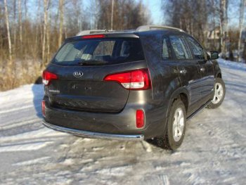 Защита заднего бампера (овальная) ТСС (нержавейка d75х42 мм) KIA (КИА) Sorento (Соренто) ( XM,  UM/Prime) (2012-2020) XM, UM/Prime рестайлинг, дорестайлинг, рестайлинг