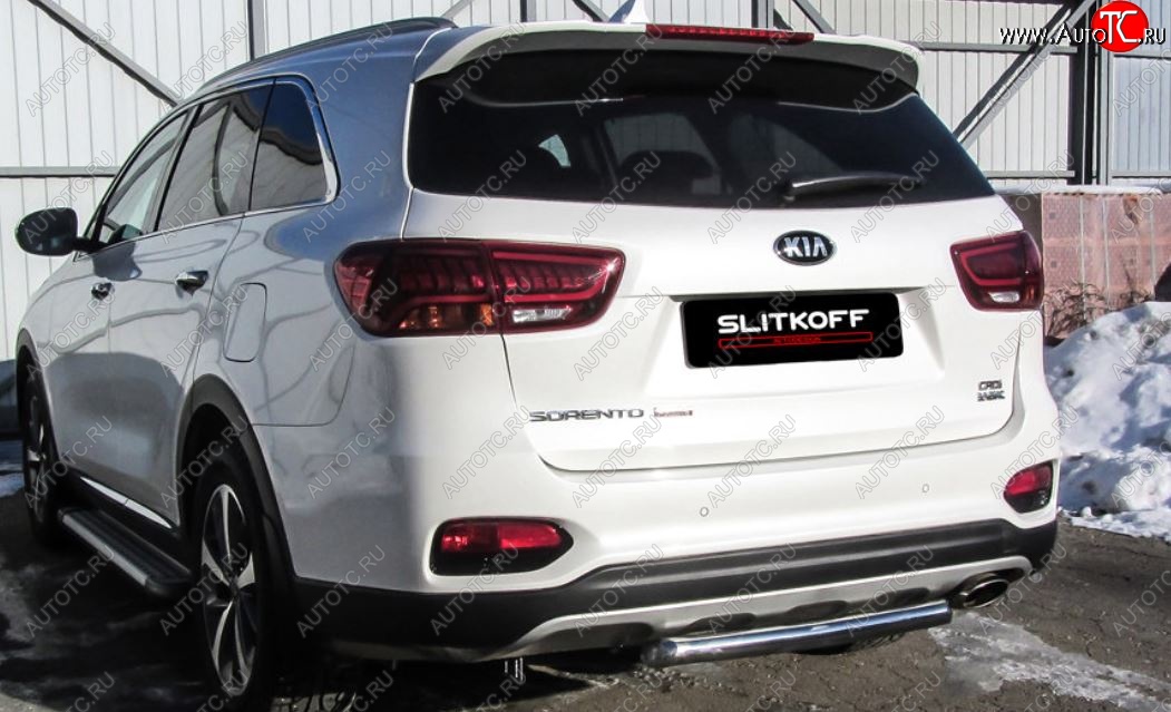 6 399 р. Защита заднего бампера Slitkoff (d57)  KIA Sorento  UM/Prime (2018-2020) рестайлинг (Нержавейка, Полированная)  с доставкой в г. Санкт‑Петербург