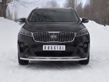 11 449 р. Защита переднего бампера (Ø42 мм, нержавейка) Russtal KIA Sorento UM/Prime рестайлинг (2018-2020)  с доставкой в г. Санкт‑Петербург. Увеличить фотографию 1