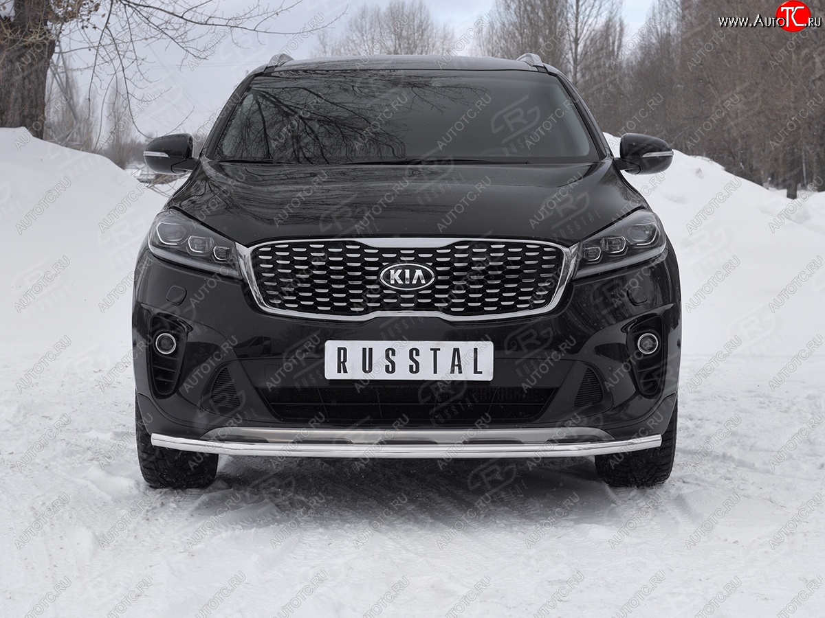 11 449 р. Защита переднего бампера (Ø42 мм, нержавейка) Russtal KIA Sorento UM/Prime рестайлинг (2018-2020)  с доставкой в г. Санкт‑Петербург