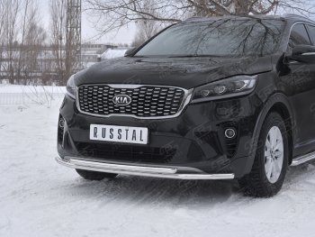 13 999 р. Защита переднего бампера (2 трубы Ø42 мм, нержавейка) Russtal KIA Sorento UM/Prime рестайлинг (2018-2020)  с доставкой в г. Санкт‑Петербург. Увеличить фотографию 4