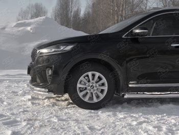 16 699 р. Защита переднего бампера (Ø 63/42 мм с углами, нержавейка) Russtal KIA Sorento UM/Prime рестайлинг (2018-2020)  с доставкой в г. Санкт‑Петербург. Увеличить фотографию 3