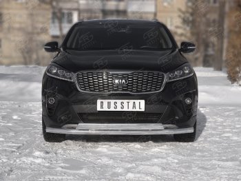 21 899 р. Защита переднего бампера (2 трубы Ø63 и 75х42 мм, нержавейка) Russtal KIA Sorento UM/Prime рестайлинг (2018-2020)  с доставкой в г. Санкт‑Петербург. Увеличить фотографию 1