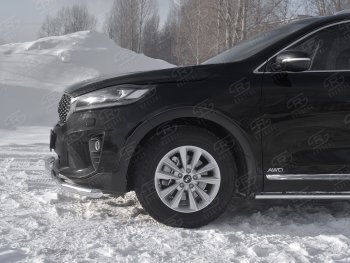 21 899 р. Защита переднего бампера (2 трубы Ø63 и 75х42 мм, нержавейка) Russtal KIA Sorento UM/Prime рестайлинг (2018-2020)  с доставкой в г. Санкт‑Петербург. Увеличить фотографию 3