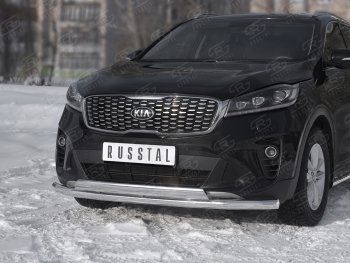 21 899 р. Защита переднего бампера (2 трубы Ø63 и 75х42 мм, нержавейка) Russtal KIA Sorento UM/Prime рестайлинг (2018-2020)  с доставкой в г. Санкт‑Петербург. Увеличить фотографию 4