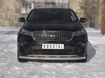 Защита переднего бампера (Ø63 мм, нержавейка) Russtal KIA Sorento UM/Prime рестайлинг (2018-2020)