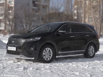 15 999 р. Защита переднего бампера (2 трубы Ø63 и 42 мм, нержавейка) Russtal KIA Sorento UM/Prime рестайлинг (2018-2020)  с доставкой в г. Санкт‑Петербург. Увеличить фотографию 2