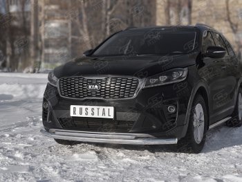 15 999 р. Защита переднего бампера (2 трубы Ø63 и 42 мм, нержавейка) Russtal KIA Sorento UM/Prime рестайлинг (2018-2020)  с доставкой в г. Санкт‑Петербург. Увеличить фотографию 4