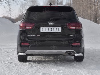 13 549 р. Защита заднего бампера (Ø63 мм уголки, нержавейка) Russtal KIA Sorento UM/Prime рестайлинг (2018-2020)  с доставкой в г. Санкт‑Петербург. Увеличить фотографию 1