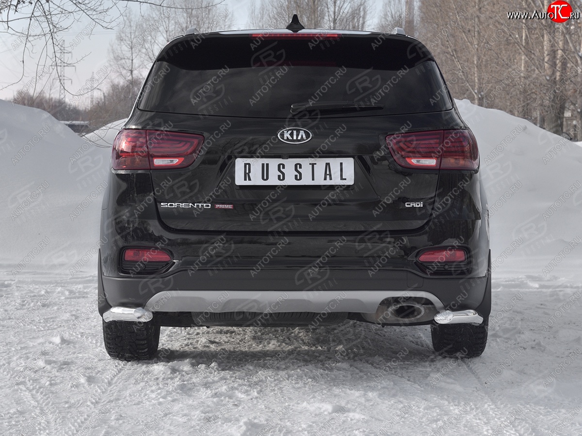 13 549 р. Защита заднего бампера (Ø63 мм уголки, нержавейка) Russtal KIA Sorento UM/Prime рестайлинг (2018-2020)  с доставкой в г. Санкт‑Петербург