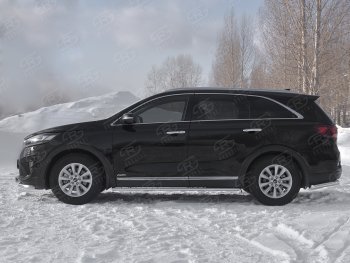 21 749 р. Защита порогов (Ø75x42 мм с проступью, нержавейка) Russtal KIA Sorento UM/Prime рестайлинг (2018-2020)  с доставкой в г. Санкт‑Петербург. Увеличить фотографию 2