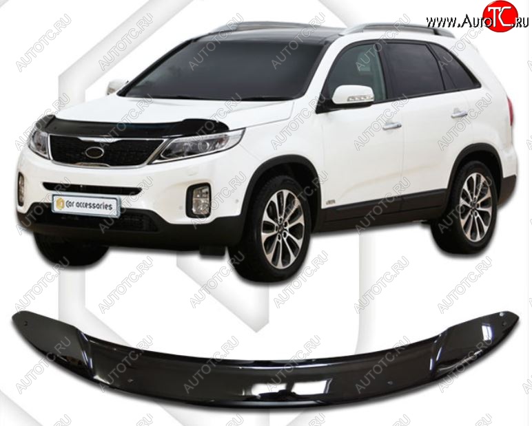 1 899 р. Дефлектор капота CA-Plastiс  KIA Sorento  XM (2012-2015) (Classic черный, Без надписи)  с доставкой в г. Санкт‑Петербург