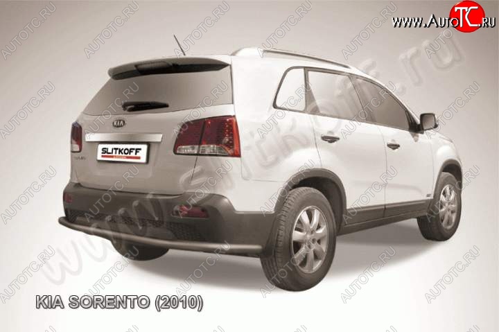 9 399 р. Защита заднего бампера из трубы d57 Slitkoff (длинная) KIA Sorento XM дорестайлинг (2009-2012) (Цвет: серебристый)  с доставкой в г. Санкт‑Петербург