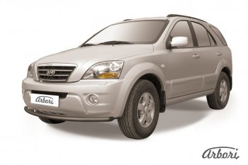 5 669 р. Защита переднего бампера Arbori (черная, 1 труба d57 mm). KIA Sorento BL дорестайлинг (2002-2006)  с доставкой в г. Санкт‑Петербург. Увеличить фотографию 1