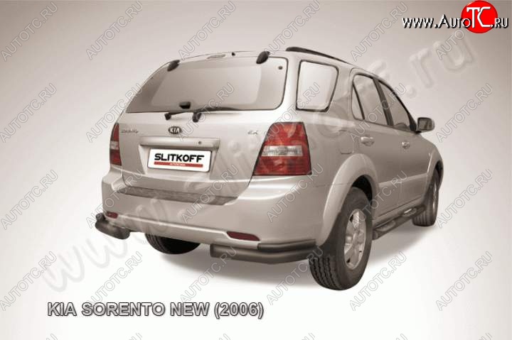 8 199 р. Защита заднего бампера из уголков d76+d42 Slitkoff (двойная)  KIA Sorento  BL (2002-2010) дорестайлинг, рестайлинг (Цвет: серебристый)  с доставкой в г. Санкт‑Петербург