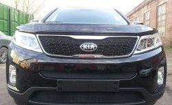 1 469 р. Нижняя сетка на бампер Russtal (черная) KIA Sorento XM рестайлинг (2012-2015)  с доставкой в г. Санкт‑Петербург. Увеличить фотографию 1