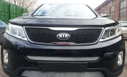 1 539 р. Нижняя сетка на бампер Russtal (хром)  KIA Sorento  XM (2012-2015) рестайлинг  с доставкой в г. Санкт‑Петербург. Увеличить фотографию 1