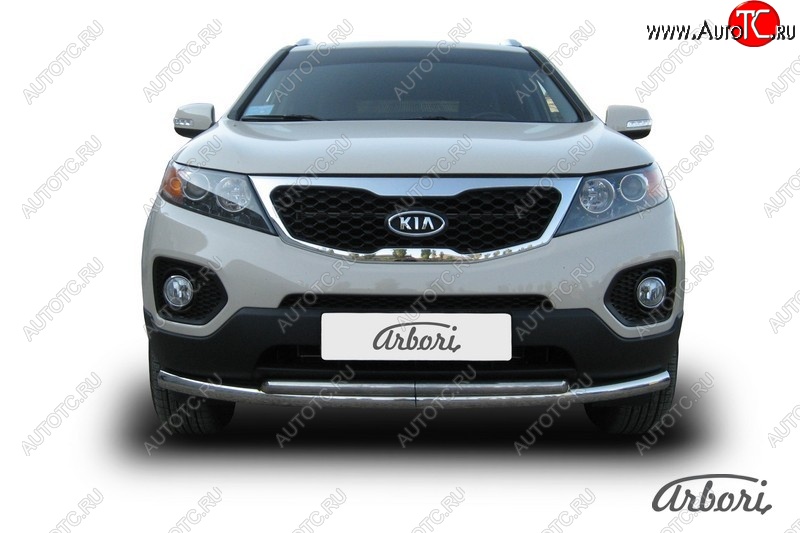 17 099 р. Защита переднего бампера Arbori (нержавейка, 2 трубы d57 и 42 mm) KIA Sorento XM дорестайлинг (2009-2012)  с доставкой в г. Санкт‑Петербург