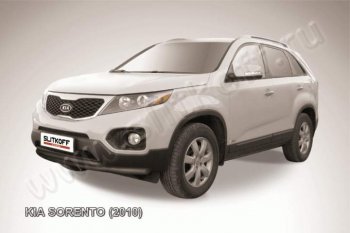 7 999 р. Защита переднего бампера из труб d57+d42 Slitkoff (двойная) KIA Sorento XM дорестайлинг (2009-2012) (Цвет: серебристый)  с доставкой в г. Санкт‑Петербург. Увеличить фотографию 1