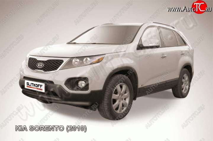 7 999 р. Защита переднего бампера из труб d57+d42 Slitkoff (двойная)  KIA Sorento  XM (2009-2012) дорестайлинг (Цвет: серебристый)  с доставкой в г. Санкт‑Петербург