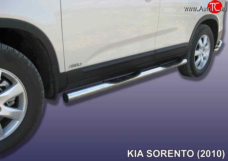 16 799 р. Защита порогов Slitkoff (Ø 76, с проступями)  KIA Sorento  XM (2009-2012) дорестайлинг (Нержавеющая сталь)  с доставкой в г. Санкт‑Петербург