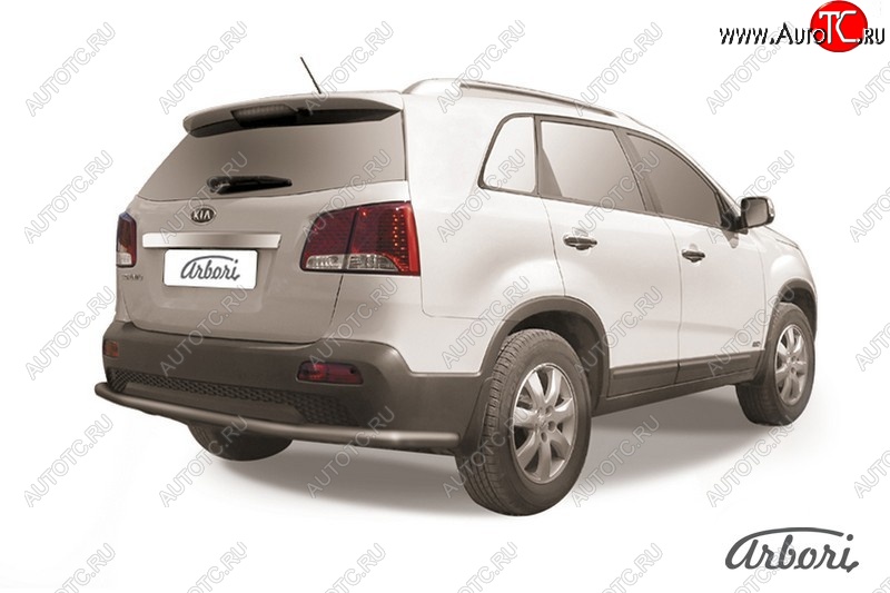 8 099 р. Защита заднего бампера Arbori (длинная, черная, 1 труба d57 mm). KIA Sorento XM дорестайлинг (2009-2012)  с доставкой в г. Санкт‑Петербург