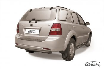 5 399 р. Защита заднего бампера Arbori (черная, 1 труба d57 mm). KIA Sorento BL дорестайлинг (2002-2006)  с доставкой в г. Санкт‑Петербург. Увеличить фотографию 1