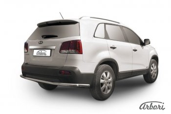 15 299 р. Защита заднего бампера Arbori (длинная, нержавейка, 1 труба d57 mm).  KIA Sorento  XM (2009-2012) дорестайлинг  с доставкой в г. Санкт‑Петербург. Увеличить фотографию 1