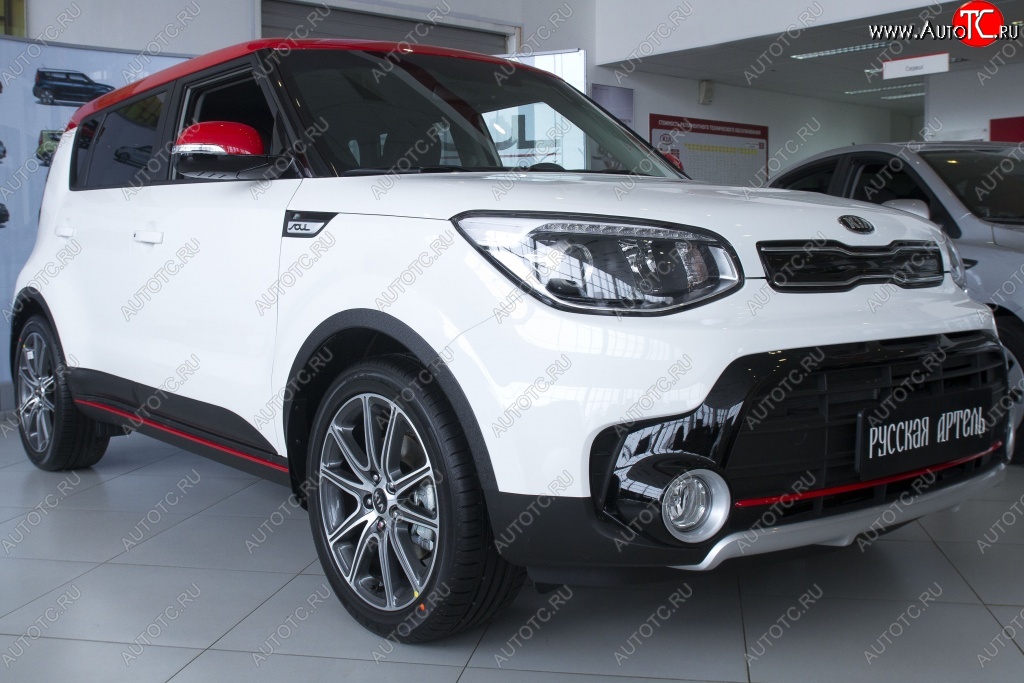 4 999 р. Накладки на колёсные арки RA (комплект 4 шт.)  KIA Soul  PS (2017-2019) рестайлинг (Поверхность шагрень)  с доставкой в г. Санкт‑Петербург